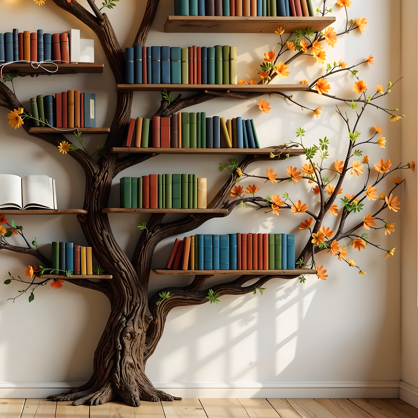 Artistic Wall Bookshelf with Tree Shape