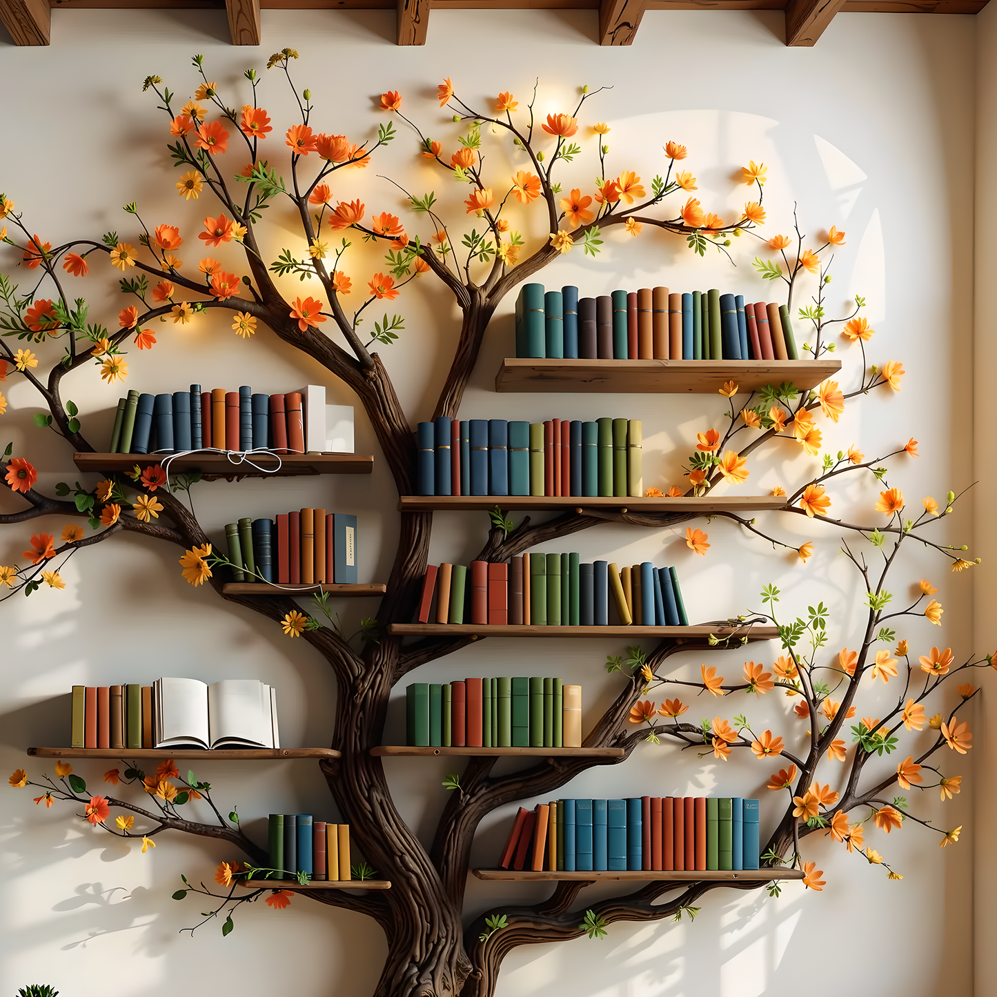 Artistic Wall Bookshelf with Tree Shape