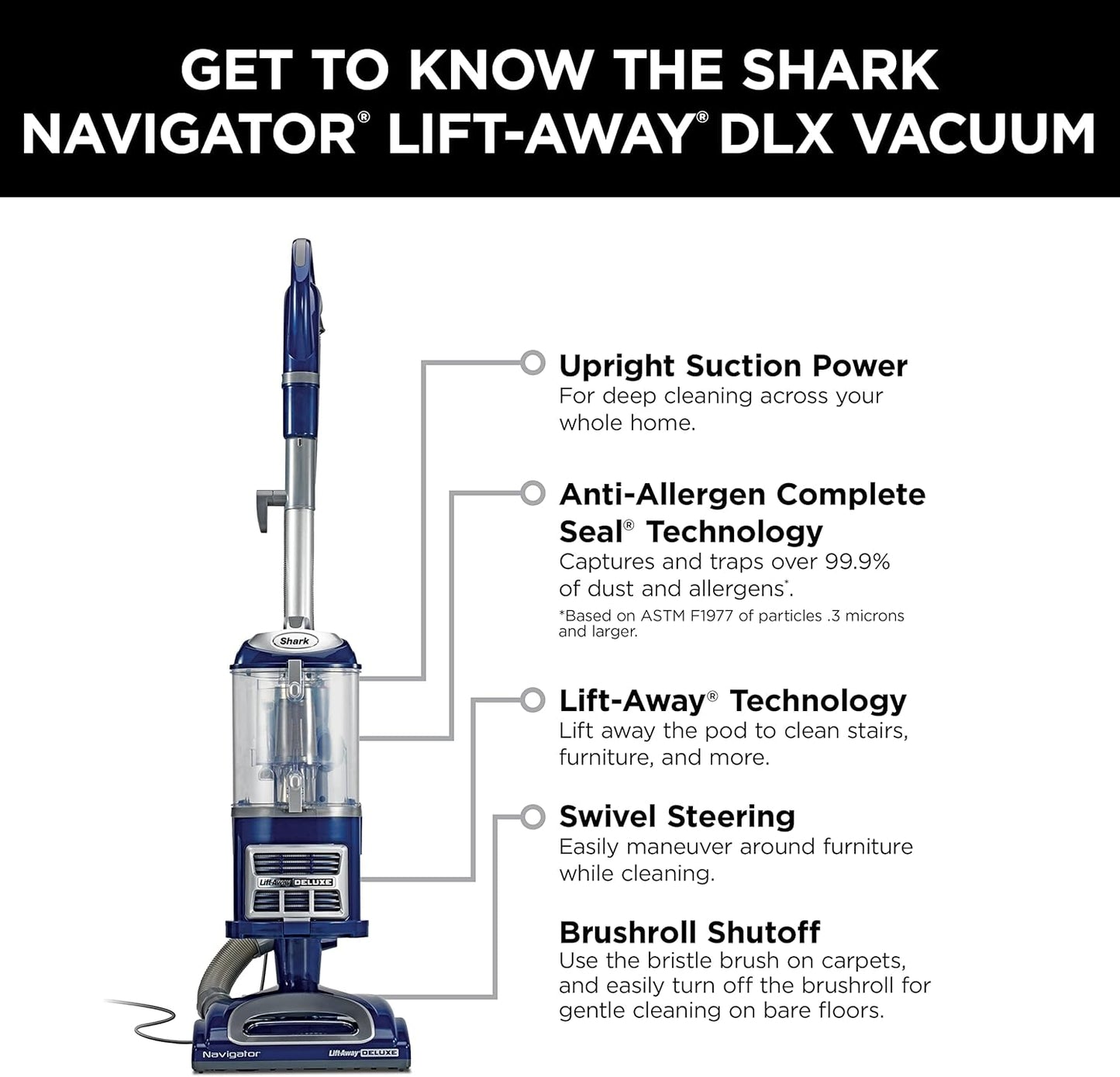 Upright Vacuum, Navigator Lift-Away Deluxe with Large Dust Cup Capacity