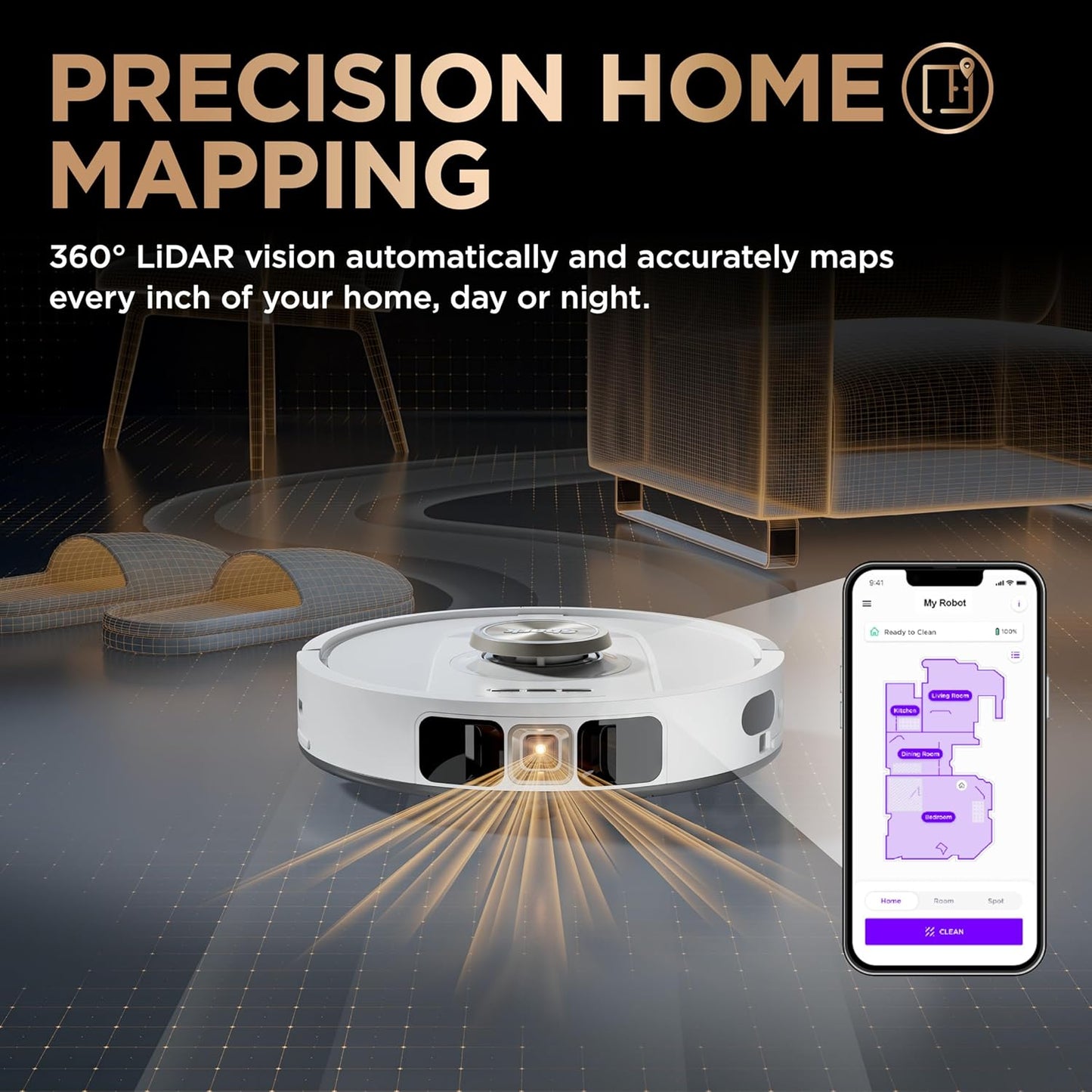 Robot Vacuum & Mop Combo, PowerDetect NeverTouch Pro